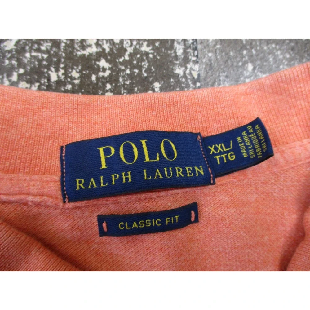 `Ralph Lauren Polo Shirt Mens 2XL Orange Classic Fit Short Sleeve Cotton Golf